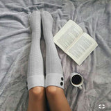 Winter Thick Knit Thigh High Socks Long Stockings Boo Autumn and Winter Mid-Calf Curling Solid Color Knitting Long Stockings