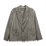 Men's Casual Suit Man Blzer Distressed Burr Jacket Men's Autumn Hip-Hop Street Personality Casual Suit Jacket
