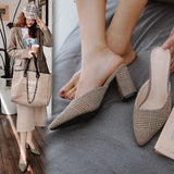 Nude Strappy Block Heels Sandals