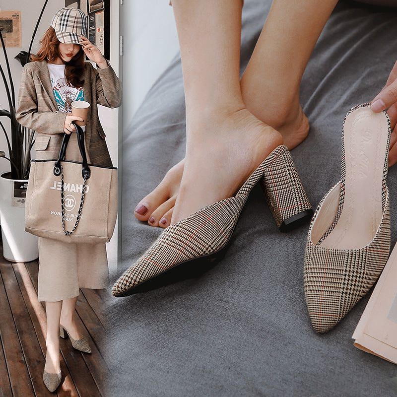 Nude Strappy Block Heels Sandals