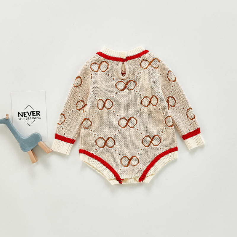 Autumn Rompers Autumn and Winter Letter Crochet Knitted Rompers Jumpsuit