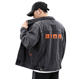 Denim Varsity Jacket Autumn Denim Jacket Coat Men's Solid Color Gradient Printing Casual Jacket