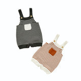 Autumn Rompers Autumn and Winter Striped Pocket Knitted Romper Vest Cute Wool Jumpsuit