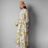 Retro Long Dress Printed Dress Loose Lapel Large Swing cottagecore aesthetic dresses