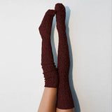 Winter Thick Knit Thigh High Socks Long Stockings Boot Autumn and Winter Twist Solid Color Stockings Knitted Socks
