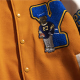 Baby Blue Varsity Jacket Autumn Leisure Baseball Uniform Embroidered Long-Sleeved Jacket for Men