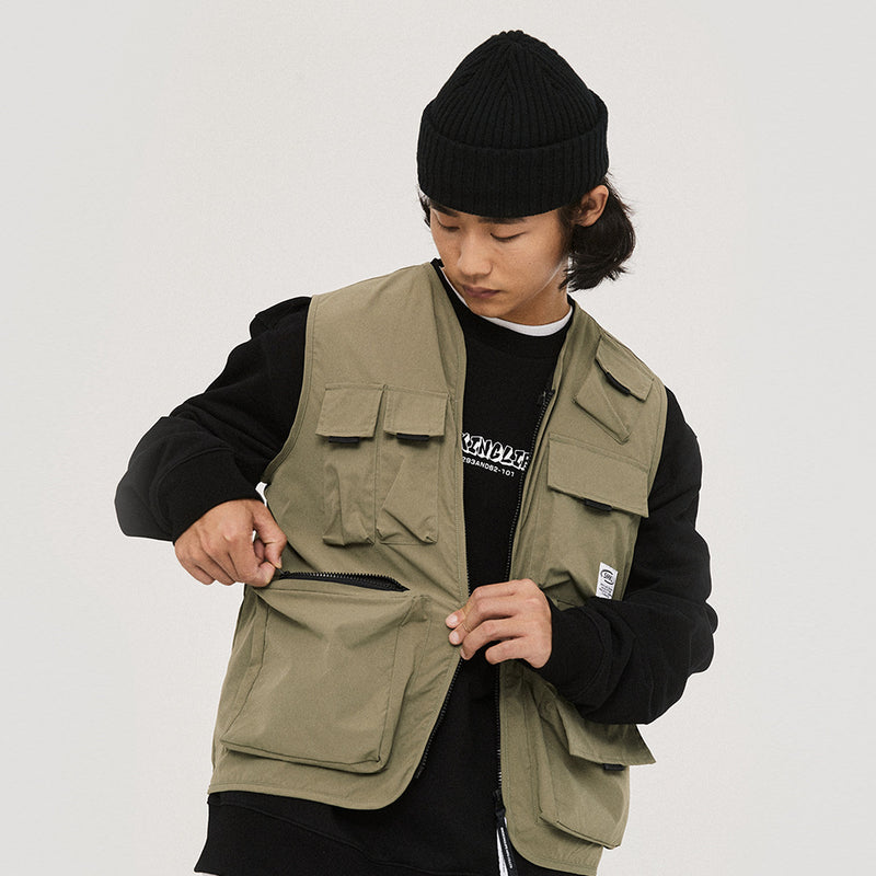 Men Sweater Vest Multi-Pocket Workwear Waistcoat Men's Outdoor Photography Fishing Vest Street Sleeveless Jacket