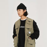Men Sweater Vest Multi-Pocket Workwear Waistcoat Men's Outdoor Photography Fishing Vest Street Sleeveless Jacket