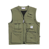 Men Sweater Vest Multi-Pocket Workwear Waistcoat Men's Outdoor Photography Fishing Vest Street Sleeveless Jacket