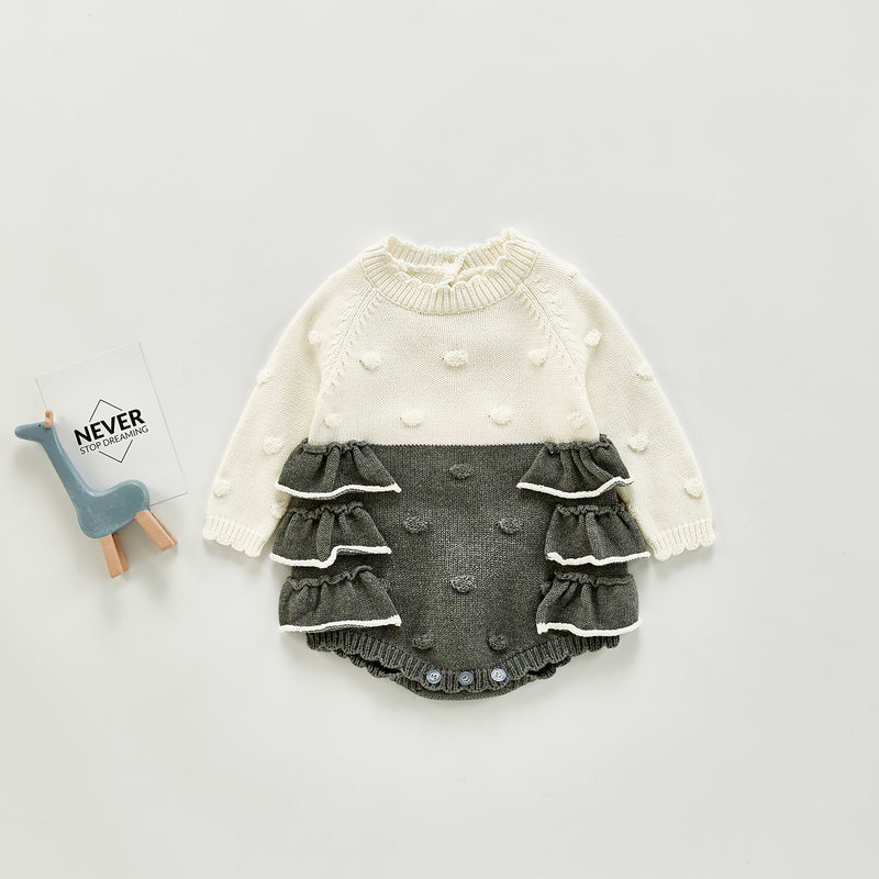 Autumn Rompers Autumn and Winter Princess Long Sleeve Romper Sweet Knitted One-Piece Romper