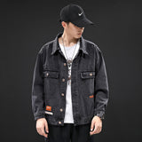 Denim Varsity Jacket Autumn Denim Jacket Coat Men's Solid Color Gradient Printing Casual Jacket
