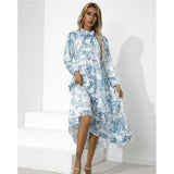Nina Parker Graffiti Dress Retro Loose Long Sleeve Dress
