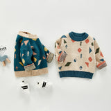 Autumn Tops Geometric Sweater Autumn and Winter Pullover Knitwear Baby Outerwear