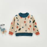 Autumn Tops Geometric Sweater Autumn and Winter Pullover Knitwear Baby Outerwear