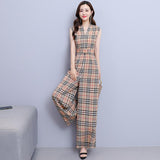 Women's Plaid Catsuit Women's Checkered Jumpsuit Plaid Jumpsuit Women's Summer High Waist Drape Wide Leg Jumpsuit