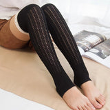 Winter Thick Knit Thigh High Socks Long Stockings Boot Knitted Hollow Wool Pile Style Foot Sock