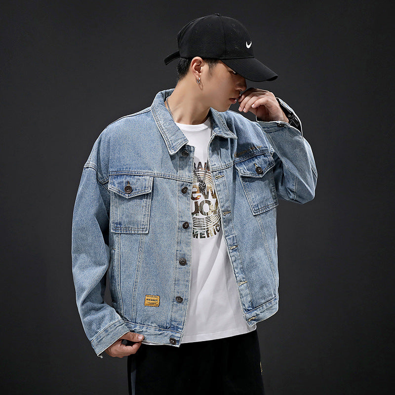 Denim Varsity Jacket Fall Denim Jacket Men's Autumn Loose Denim Jacket
