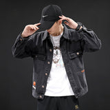 Denim Varsity Jacket Autumn Denim Jacket Coat Men's Solid Color Gradient Printing Casual Jacket