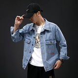 Denim Varsity Jacket Autumn Denim Jacket Coat Men's Solid Color Gradient Printing Casual Jacket
