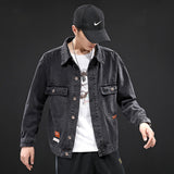 Denim Varsity Jacket Autumn Denim Jacket Coat Men's Solid Color Gradient Printing Casual Jacket