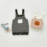 Autumn Rompers Autumn and Winter Striped Pocket Knitted Romper Vest Cute Wool Jumpsuit