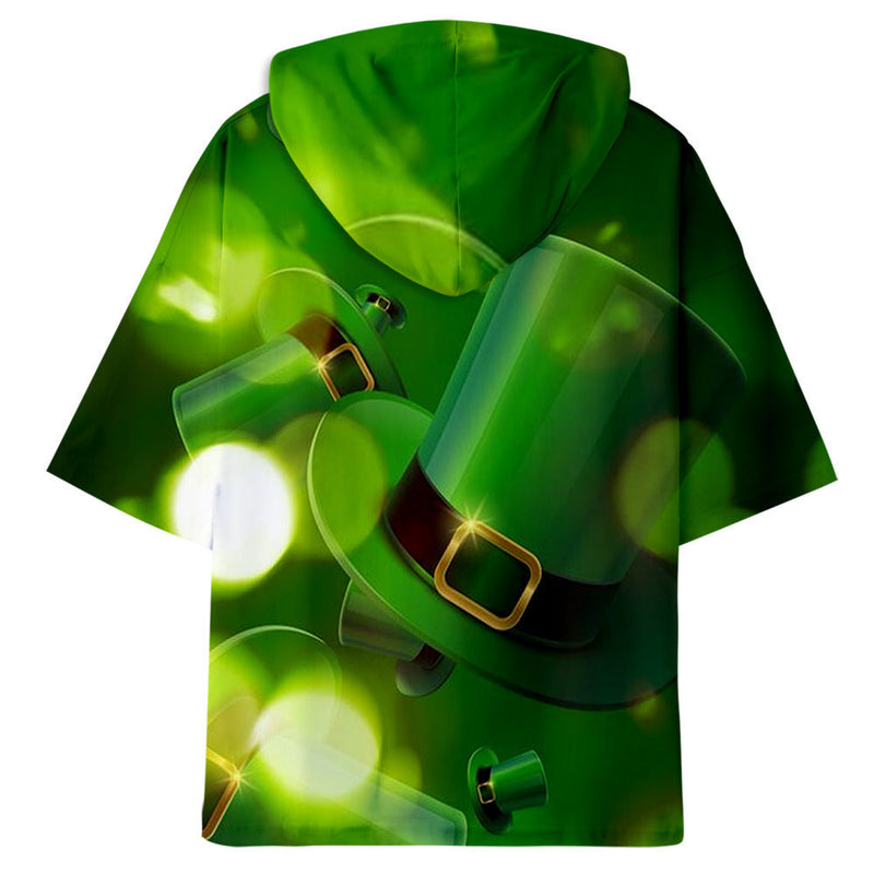 Saint Patrick'S Day Clothing 3d Hooded Short Sleeve T-Shirt