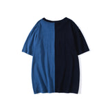 WGM Closing Tiger Head Shark Head Stitching Denim Color Short Sleeve T-shirt