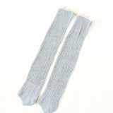 Winter Thick Knit Thigh High Socks Long Stockings Boot Knitted Hollow Wool Pile Style Foot Sock