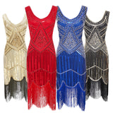 1920S Dress Sequined V-neck Tassels Slim-Fit Dress for Women