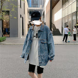 Comic Denim Jacket Embroidered Denim Jacket Spring and Autumn Loose