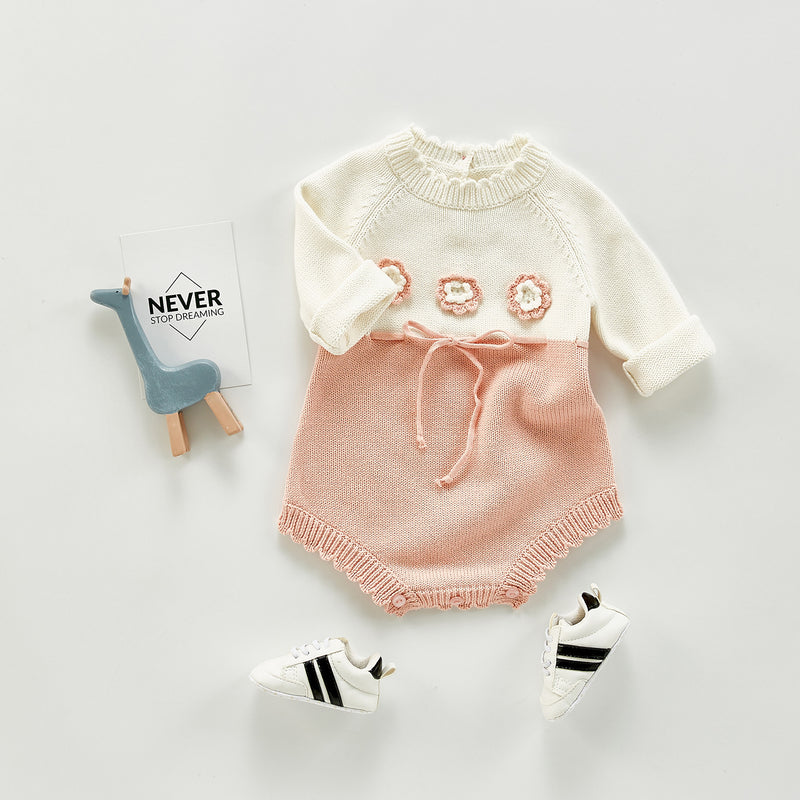 Autumn Rompers Autumn and Winter Knitting Color Matching Jumpsuit Long Sleeve Romper