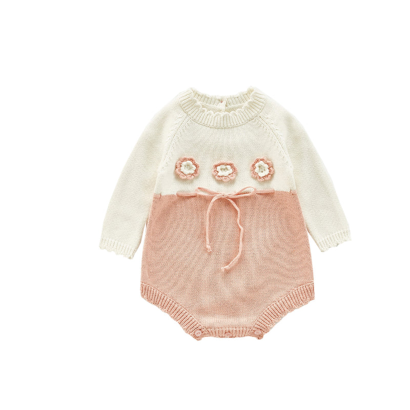 Autumn Rompers Autumn and Winter Knitting Color Matching Jumpsuit Long Sleeve Romper