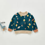 Autumn Tops Geometric Sweater Autumn and Winter Pullover Knitwear Baby Outerwear