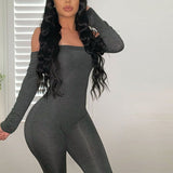 Women's Long-Sleeved Hip Lift-Foot Casual Fashion One-Piece Trousers