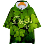 Saint Patrick'S Day Clothing 3d Hooded Short Sleeve T-Shirt