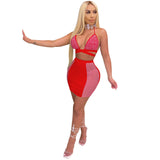 See through Pants Suit Cross Strap Backless Two-Piece Set