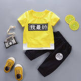 Children Boy Co Ord 2 Piece Set Spring and Summer Short Sleeve Trousers 2 Piece Set