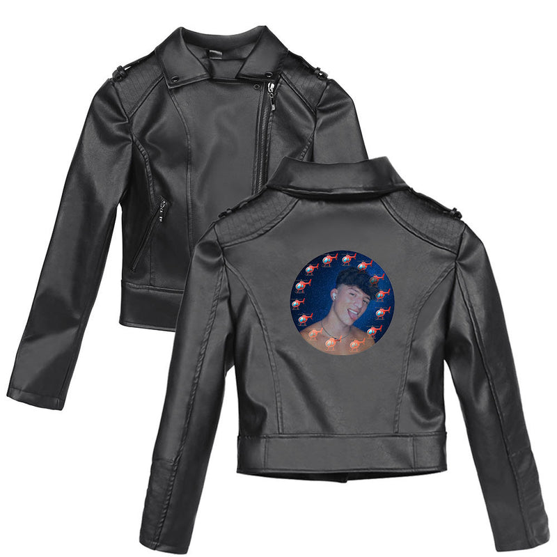 Graphic Leather Jacket Women's Tony Lopez Peripheral Printed Street Fashion Casual Women's Leather Coat