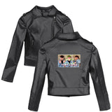 Graphic Leather Jacket Women's Tony Lopez Peripheral Printed Street Fashion Casual Women's Leather Coat