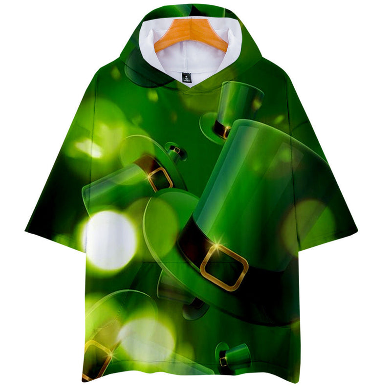 Saint Patrick'S Day Clothing 3d Hooded Short Sleeve T-Shirt