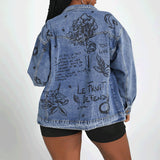 Women Denim Jacket XINGX Printed Denim Short Coat