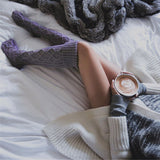 Winter Thick Knit Thigh High Socks Long Stockings Boot Knitted Woolen Yarn Socks Female with Fur Ball Knee High over-the-Knee Socks