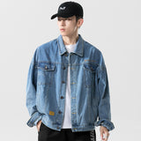 Denim Varsity Jacket Fall Denim Jacket Men's Autumn Loose Denim Jacket