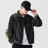 Denim Varsity Jacket Autumn Men Hole with Cat Whisker Fit Denim Jacket Coat Men