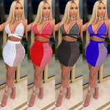 See through Pants Suit Cross Strap Backless Two-Piece Set