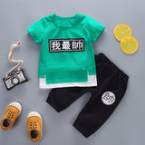 Children Boy Co Ord 2 Piece Set Spring and Summer Short Sleeve Trousers 2 Piece Set