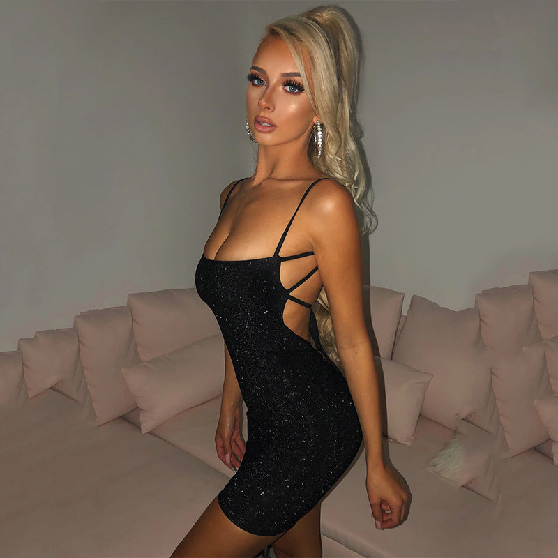 Women Rave Outfits Tops Backless Sheath Gold Silk Dress Spring/Summer