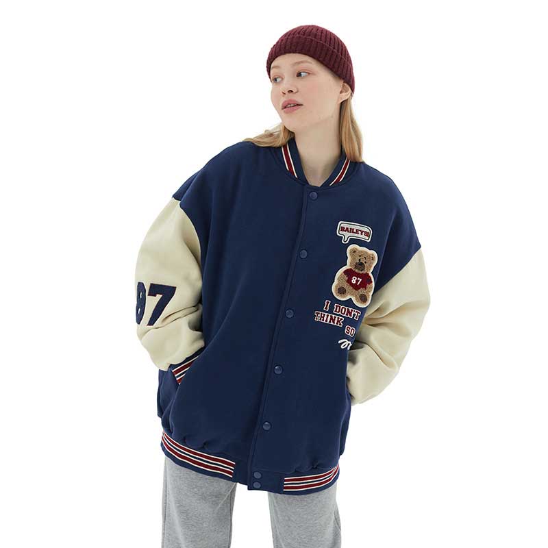 The Bears Varsity Jacket Heyhenry Brushed Jacket Casual Bear Letter College Jacket Jacket Men and Women Couple's Tops