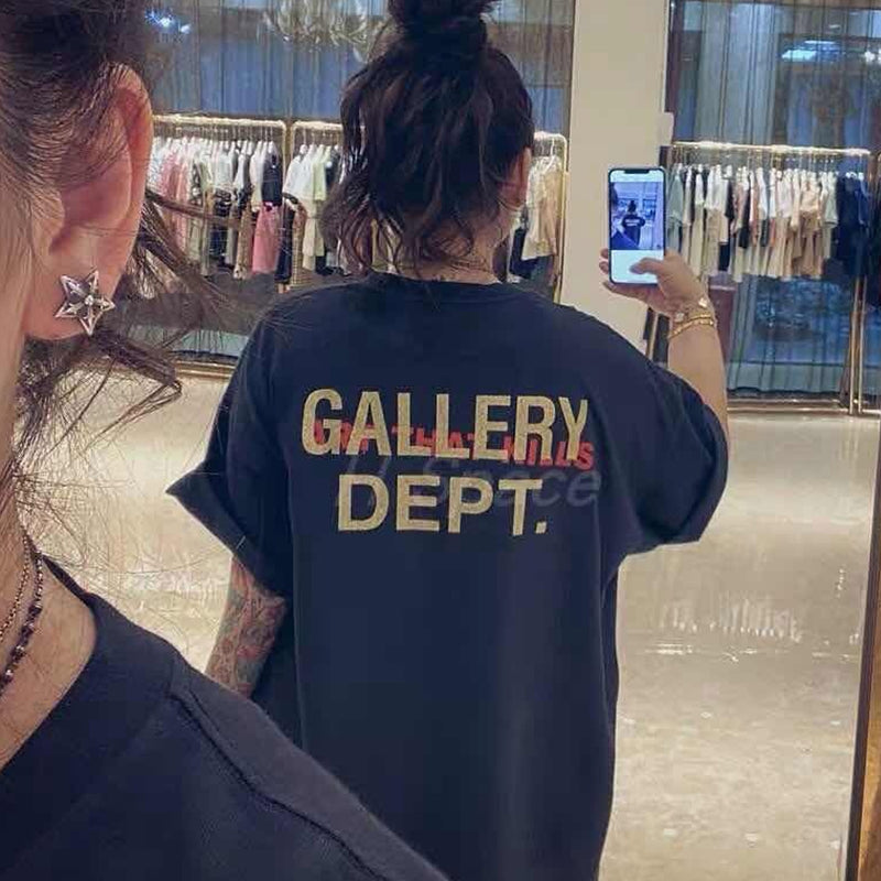 Gallery Dept Skull Print Distressed Men's and Women's Short-Sleeved T-shirt