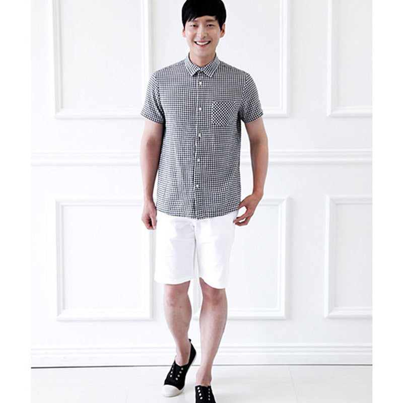 Father Son Matching Dress Shirts Summer Stand Collar Plaid Shirt Long Skirt Dad & Baby Outfit